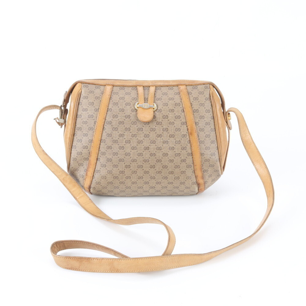 Vintage Old Gucci Micro GG Leather Shoulder Bag, Crossbody, Beige, Women's